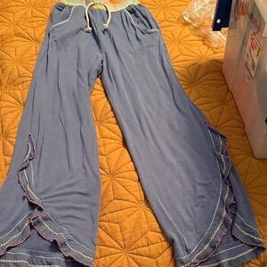 Blue Kids Ruffle Bottom Pants
